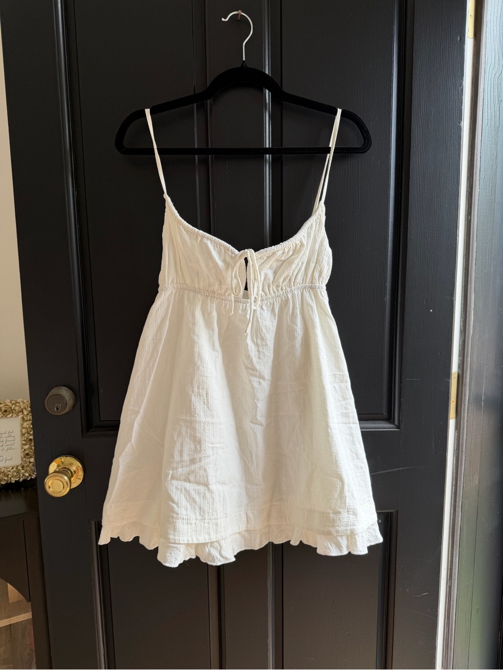 Oh Polly White Mini Sundress with Tie Front